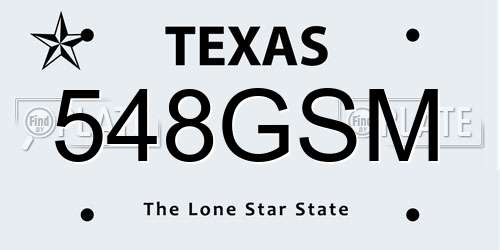 548GSM Texas License Plate