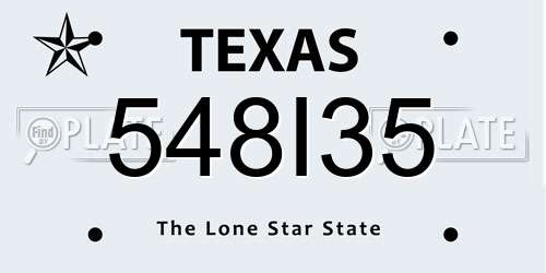548I35 Texas License Plate