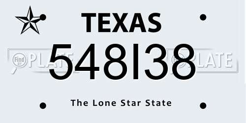 548I38 Texas License Plate