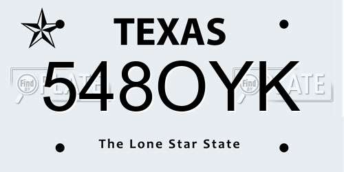 548OYK Texas License Plate