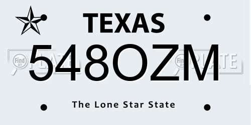 548OZM Texas License Plate