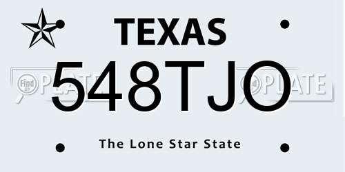 548TJO Texas License Plate