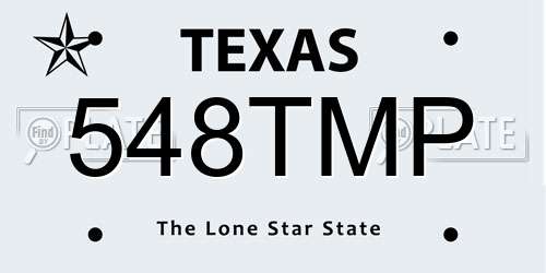 548TMP Texas License Plate