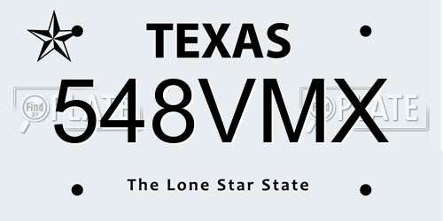 548VMX Texas License Plate