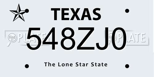 548ZJ0 Texas License Plate