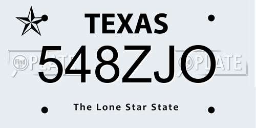 548ZJO Texas License Plate