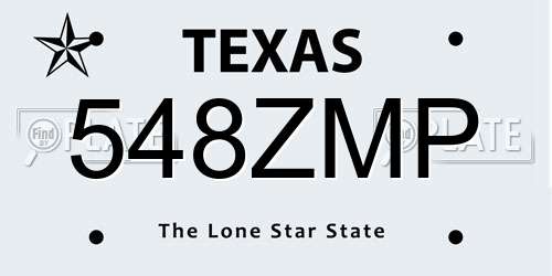 548ZMP Texas License Plate