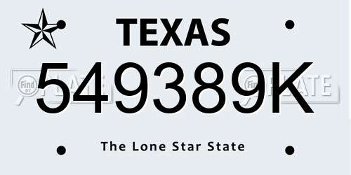 549389K Texas License Plate
