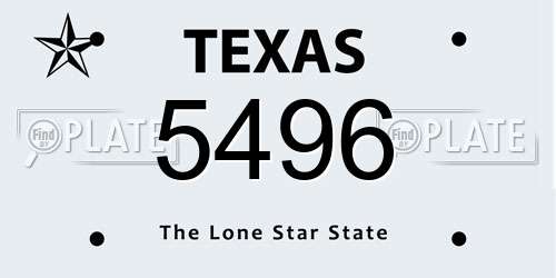 5496 Texas License Plate