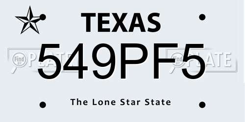 549PF5 Texas License Plate