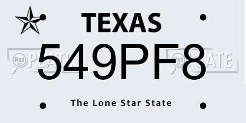 549PF8 Texas License Plate