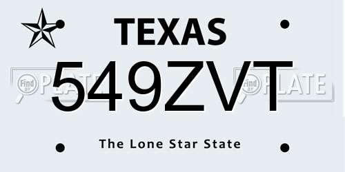 549ZVT Texas License Plate