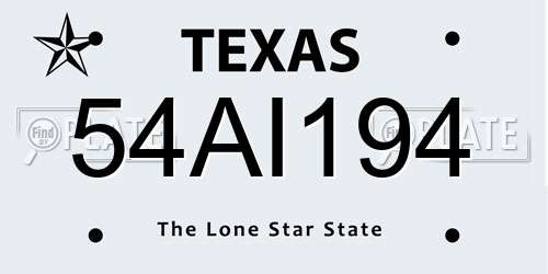 54AI194 Texas License Plate