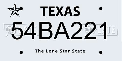 54BA221 Texas License Plate