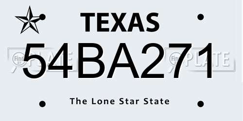 54BA271 Texas License Plate