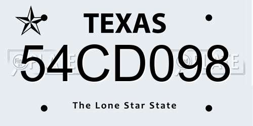 54CD098 Texas License Plate