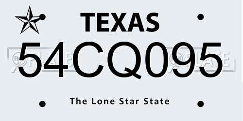54CQ095 Texas License Plate