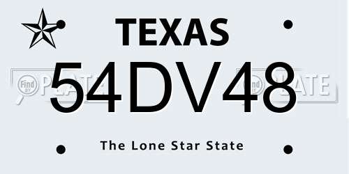 54DV48 Texas License Plate