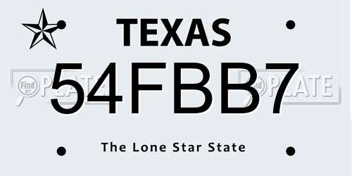 54FBB7 Texas License Plate