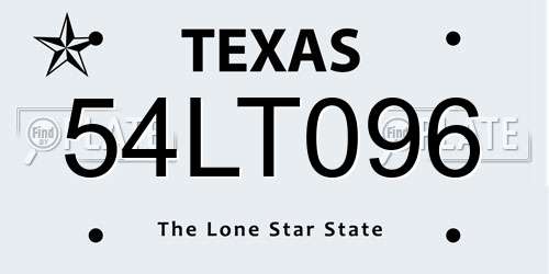 54LT096 Texas License Plate