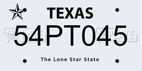 54PT045 Texas License Plate