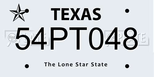 54PT048 Texas License Plate