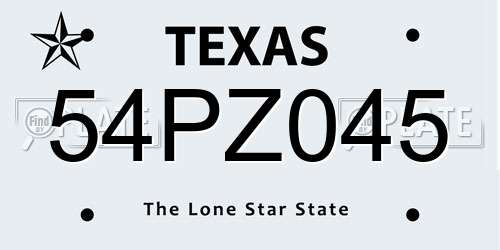 54PZ045 Texas License Plate