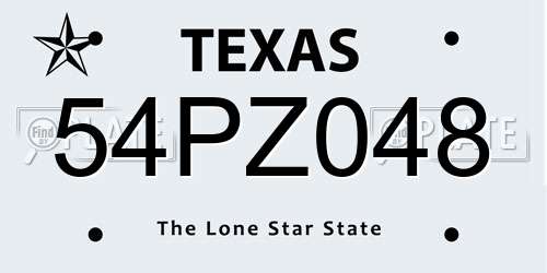 54PZ048 Texas License Plate