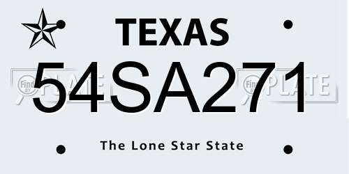 54SA271 Texas License Plate