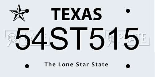 54ST515 Texas License Plate