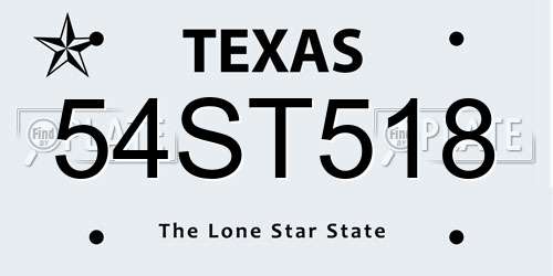 54ST518 Texas License Plate
