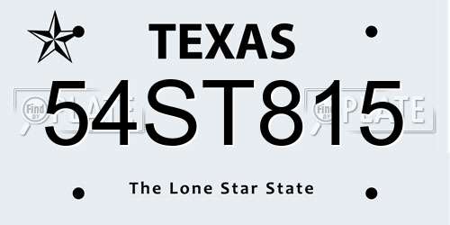 54ST815 Texas License Plate