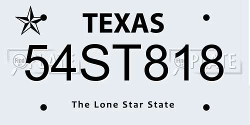 54ST818 Texas License Plate