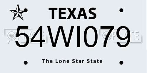 54WI079 Texas License Plate