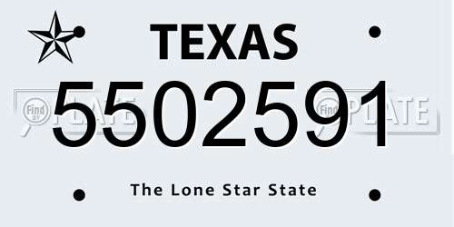 5502591 Texas License Plate