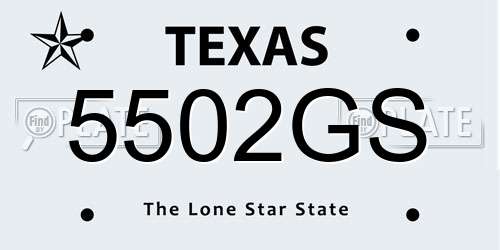 5502GS Texas License Plate