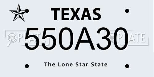550A30 Texas License Plate