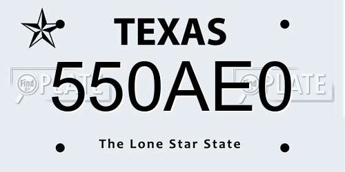 550AE0 Texas License Plate
