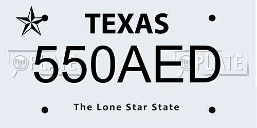 550AED Texas License Plate