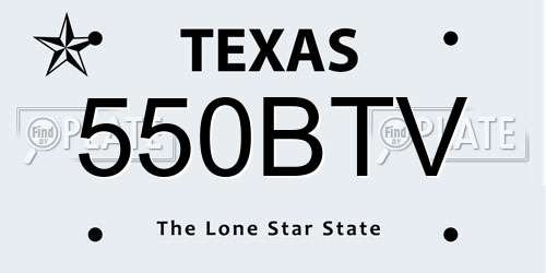 550BTV Texas License Plate
