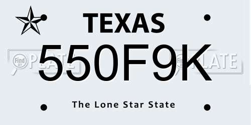 550F9K Texas License Plate