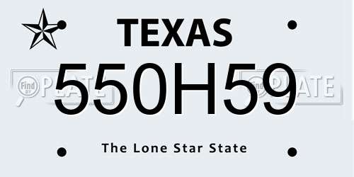 550H59 Texas License Plate