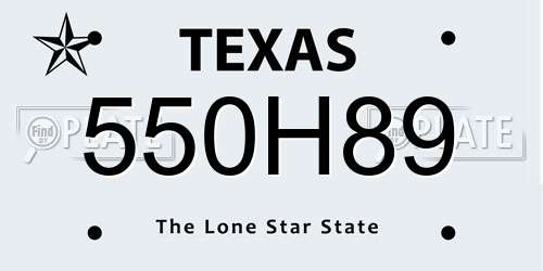 550H89 Texas License Plate