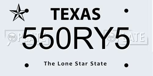 550RY5 Texas License Plate