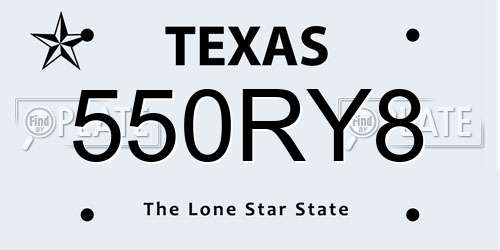550RY8 Texas License Plate