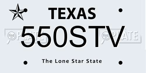 550STV Texas License Plate