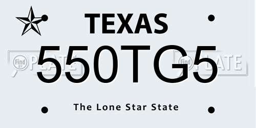 550TG5 Texas License Plate