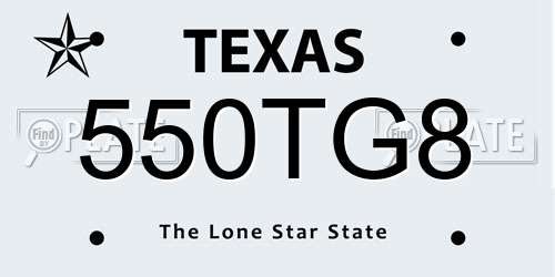 550TG8 Texas License Plate