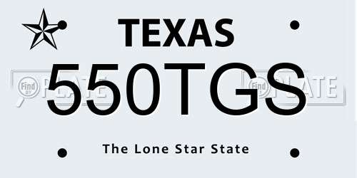 550TGS Texas License Plate