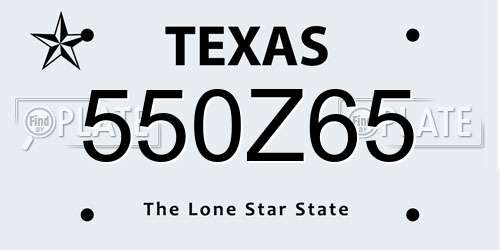 550Z65 Texas License Plate